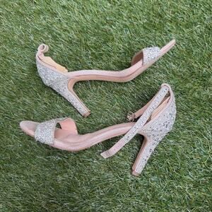 Silver rhinestone heels